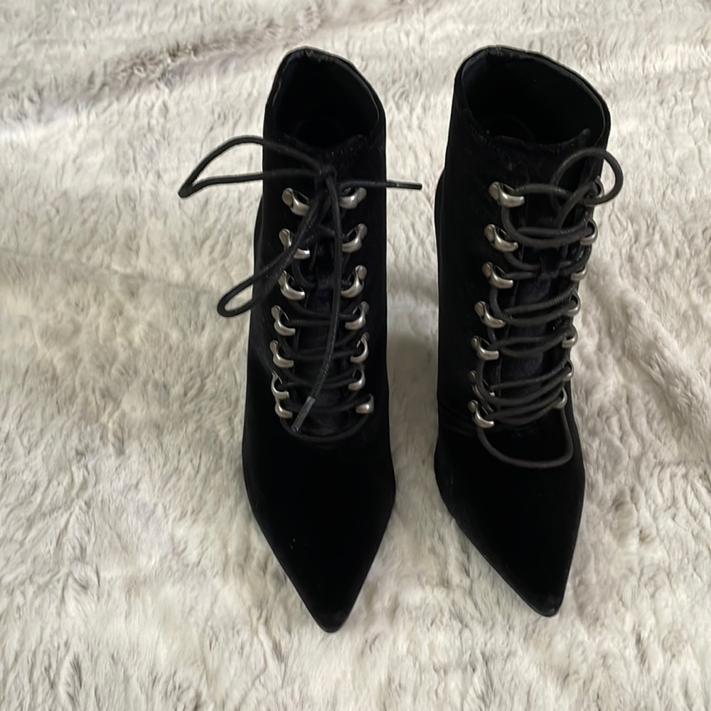 Black velvet booties